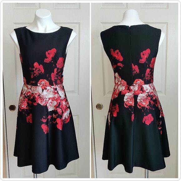 Adrianna Papell rose floral fit and flare dress sz 2 - Picture 1 of 9